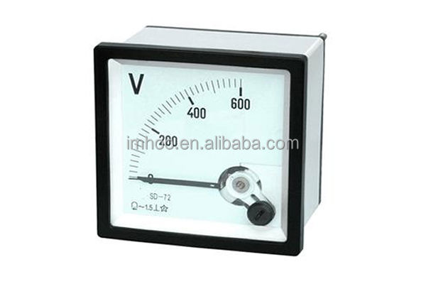 Front view of Analog Meter 72×72 AC 600V Voltmeter showing clear scale and professional design
